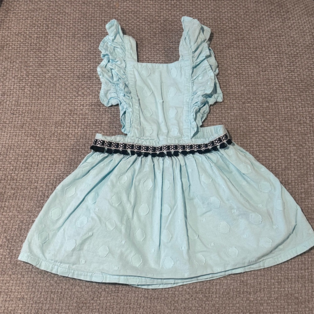 Light Blue Ruffled Kids Casual Dress
